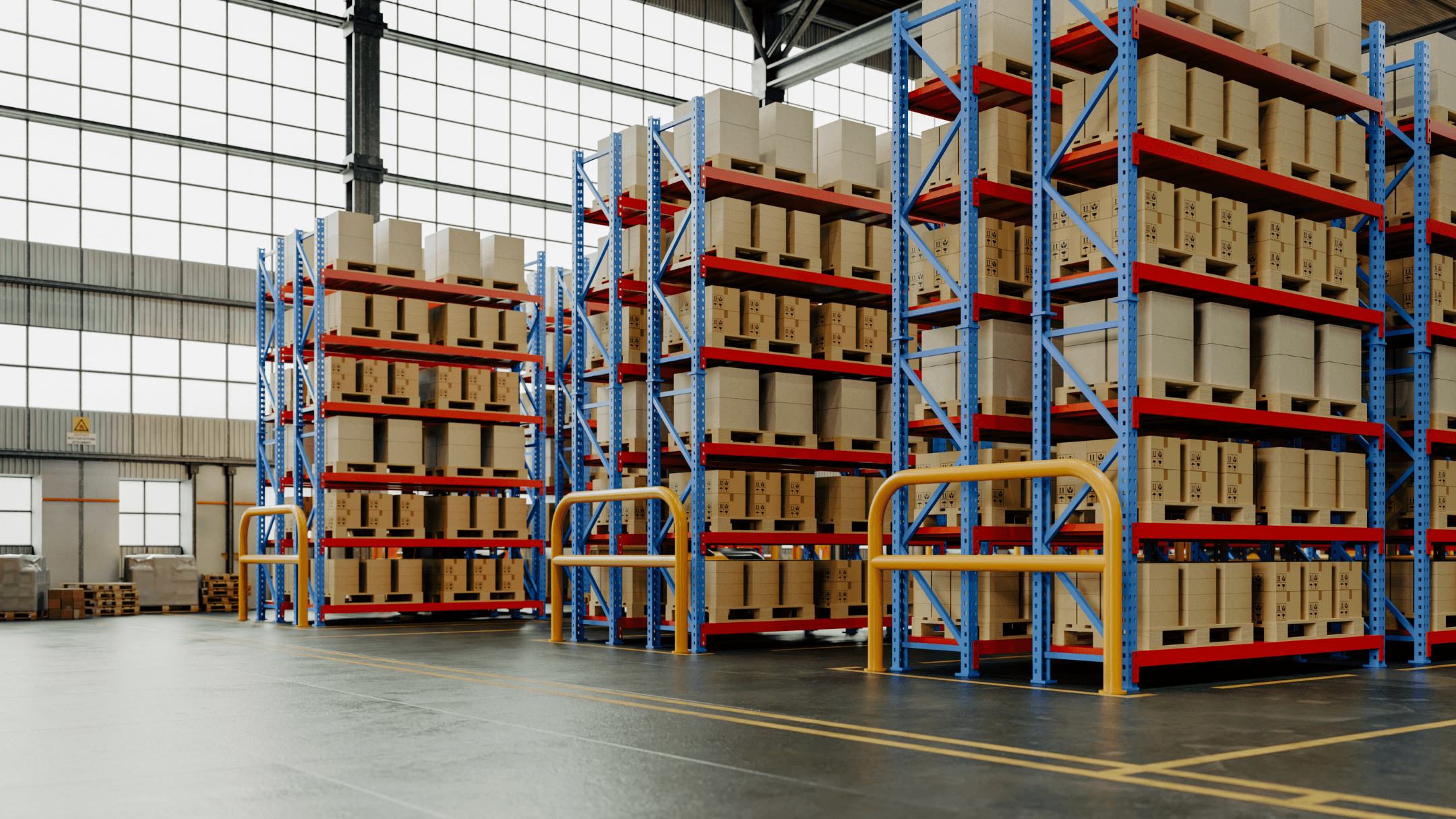 Warehouse with packed goods